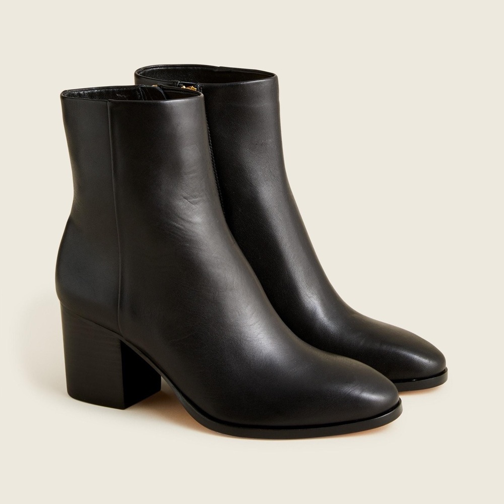 J.crew Sadie stacked-heel ankle boots in black leather. New without box. Size 8